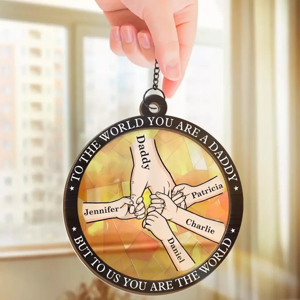 The Best Dads Get Promoted To Grandpa - Family Personalized Window Hanging Suncatcher - Father's Day, Gift For Dad, Grandpa 669066 - DiyGiftly