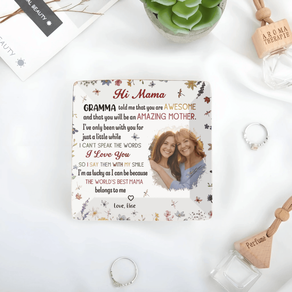 The Best Mommy Belongs To Me – Personalized Photo Jewelry Dish for First - Time Moms, New Moms, Custom Keepsake Trinket Plate, Thoughtful Mother’s Day, Birthday, Baby Shower Gift 1123636 - DiyGiftly