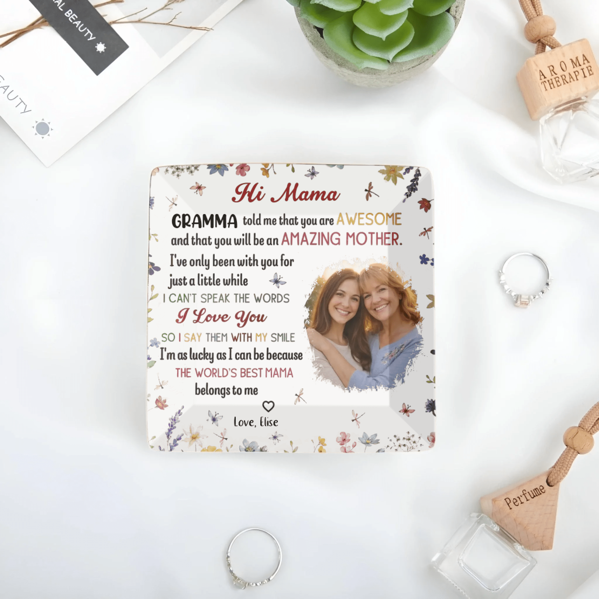 The Best Mommy Belongs To Me – Personalized Photo Jewelry Dish for First - Time Moms, New Moms, Custom Keepsake Trinket Plate, Thoughtful Mother’s Day, Birthday, Baby Shower Gift 1123636 - DiyGiftly