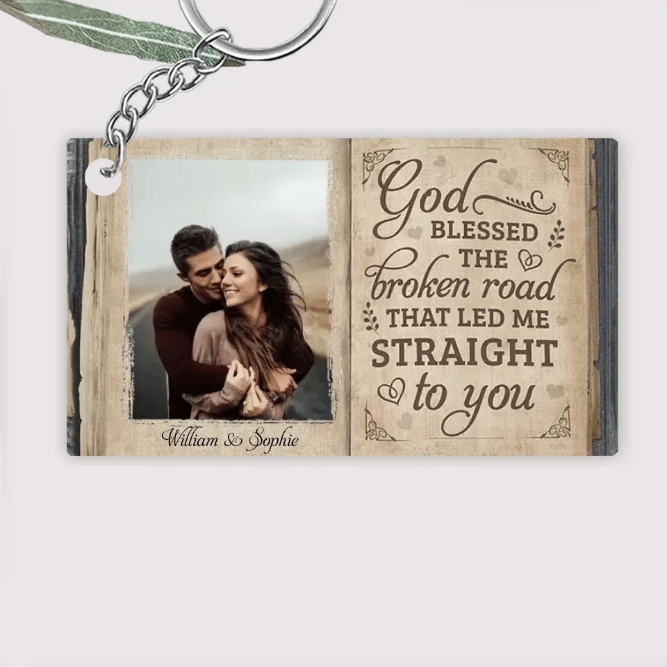 The Broken Road That Led Me Straight To You - Upload Image, Gift For Couples - Personalized Horizontal Keychain 736916 - DiyGiftly