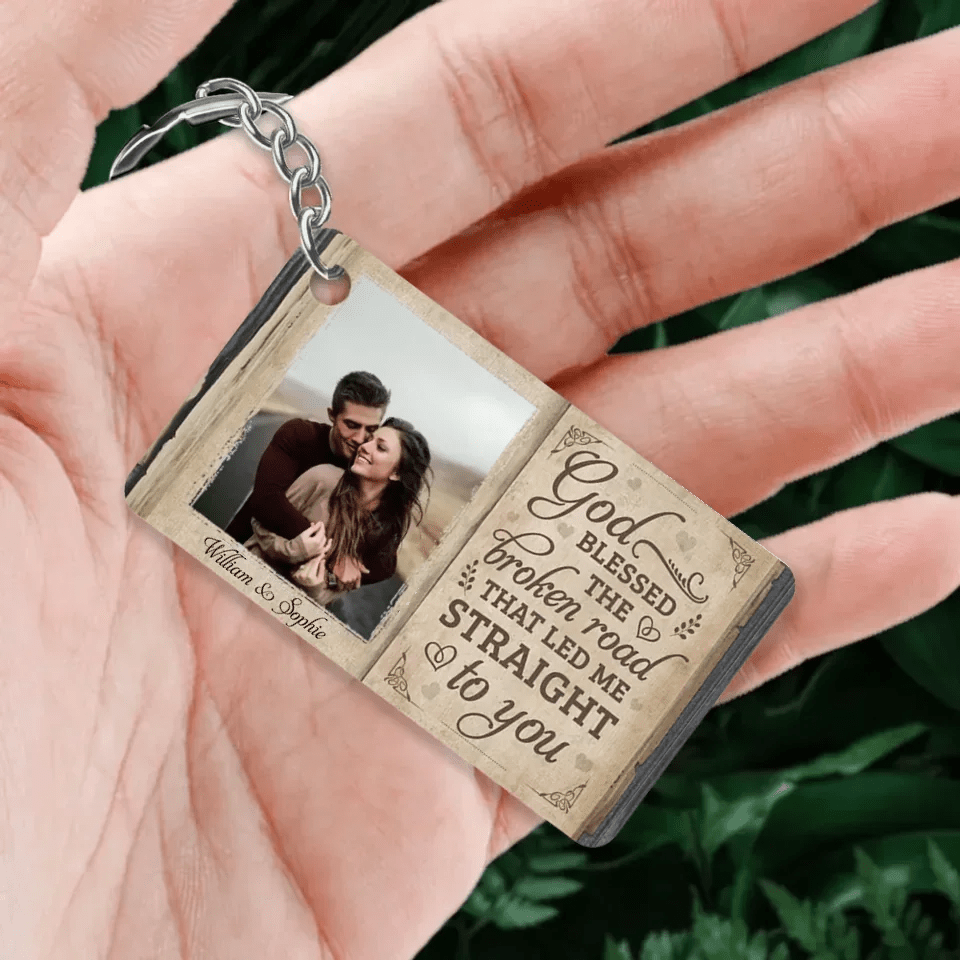 The Broken Road That Led Me Straight To You - Upload Image, Gift For Couples - Personalized Horizontal Keychain 736916 - DiyGiftly