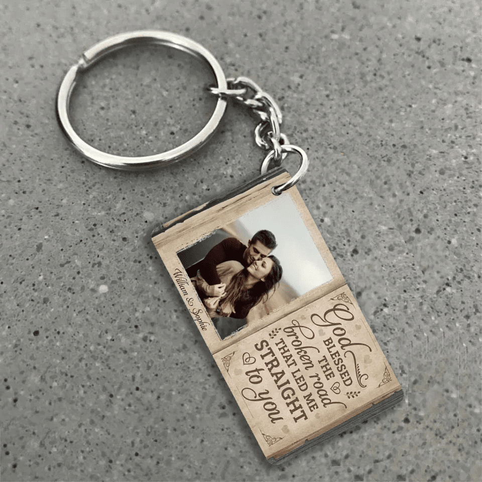 The Broken Road That Led Me Straight To You - Upload Image, Gift For Couples - Personalized Horizontal Keychain 736916 - DiyGiftly