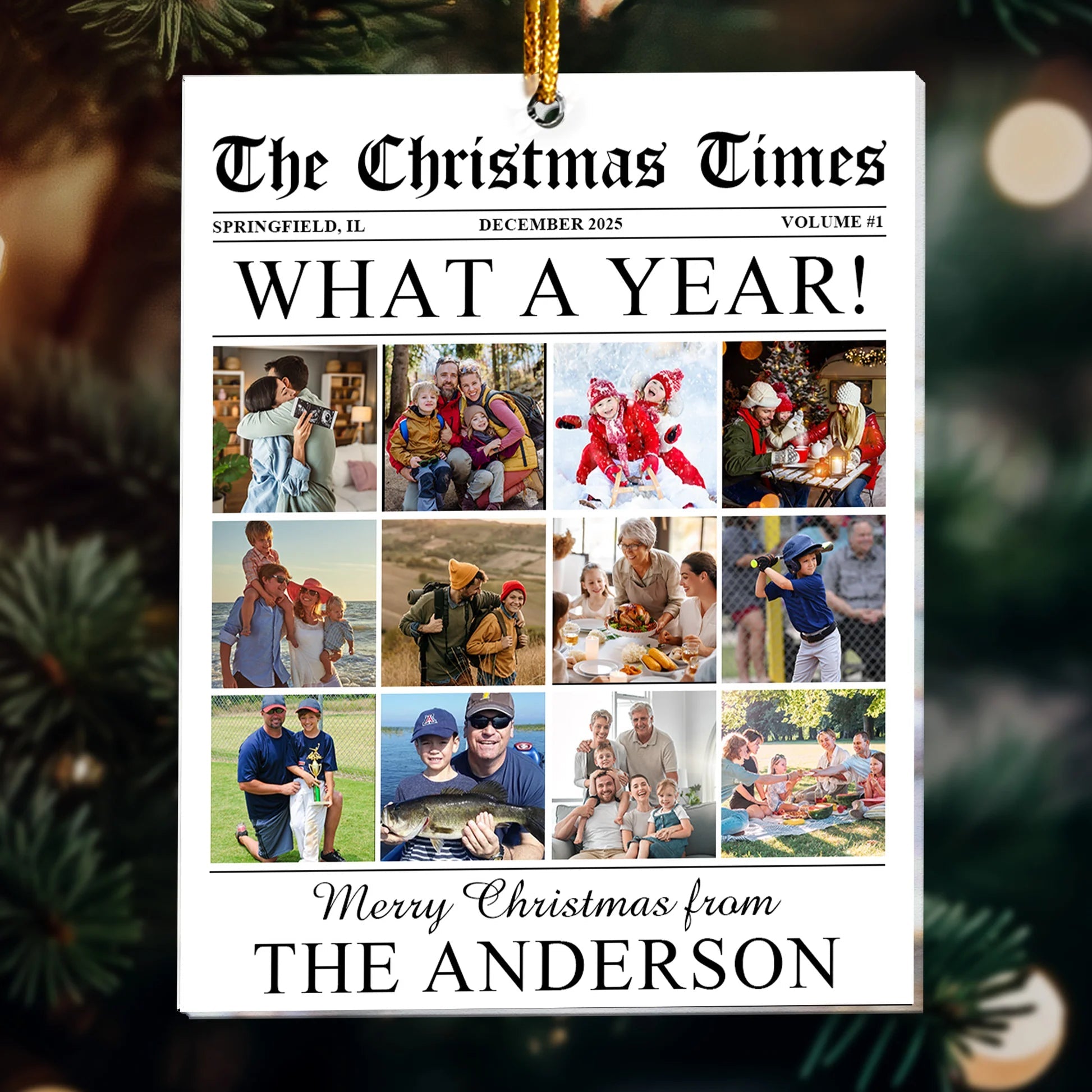 The Christmas Times - What A Year Newspaper Edition - Personalized Family Photo Acrylic Ornament, Celebrating Togetherness and Holiday Joy 8743168 - DiyGiftly