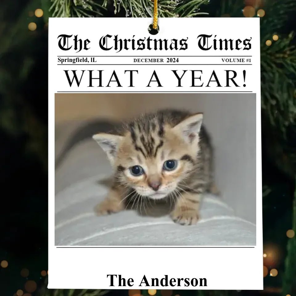 The Christmas Times - What A Year Newspaper - Personalized Acrylic Photo Ornament 715638 - DiyGiftly