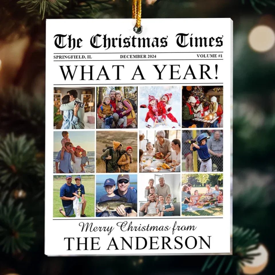 The Christmas Times - What A Year Newspaper - Personalized Acrylic Photo Ornament 715638 - DiyGiftly
