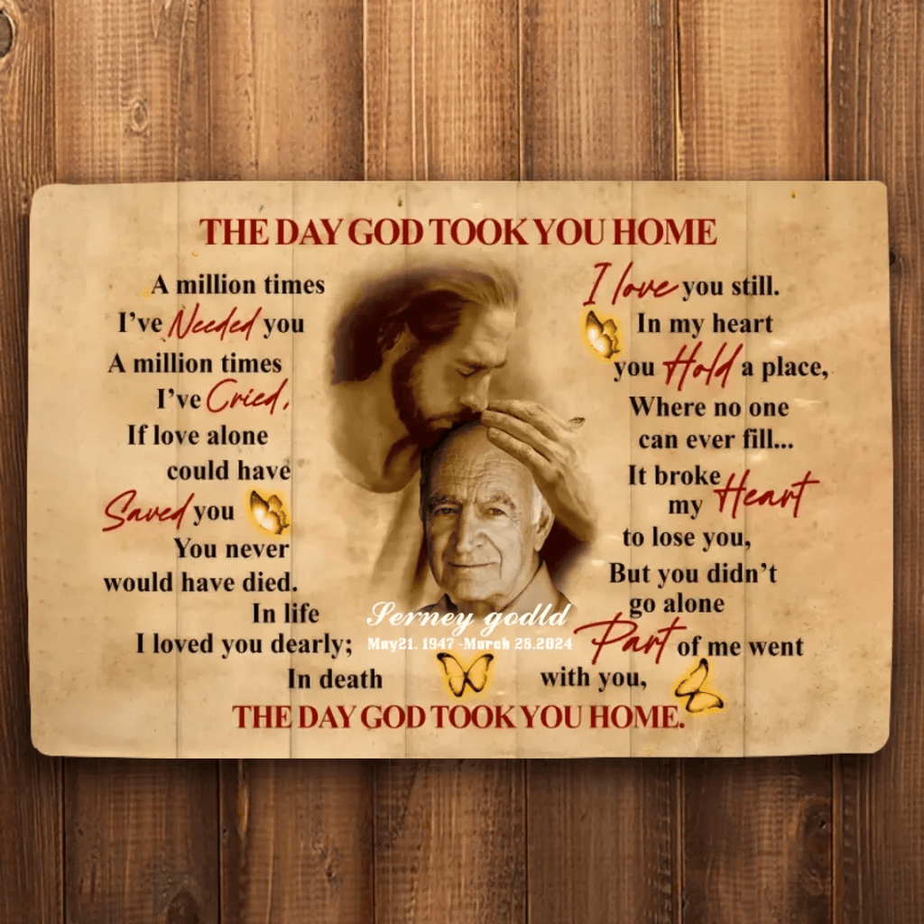 The Day God Took You Home Personalized Remembrance, Memorial Gift For Dad Doormat 710352 - D - DiyGiftly