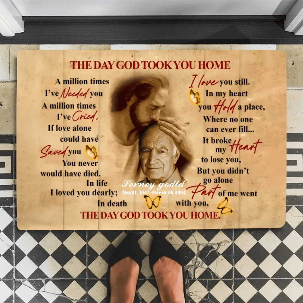 The Day God Took You Home Personalized Remembrance, Memorial Gift For Dad Doormat 710352 - D - DiyGiftly