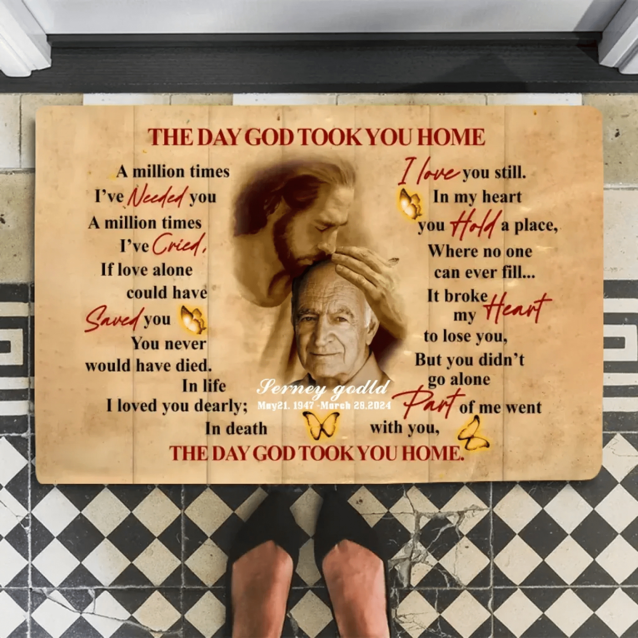The Day God Took You Home Personalized Remembrance, Memorial Gift For Dad Doormat 710352 - D - DiyGiftly