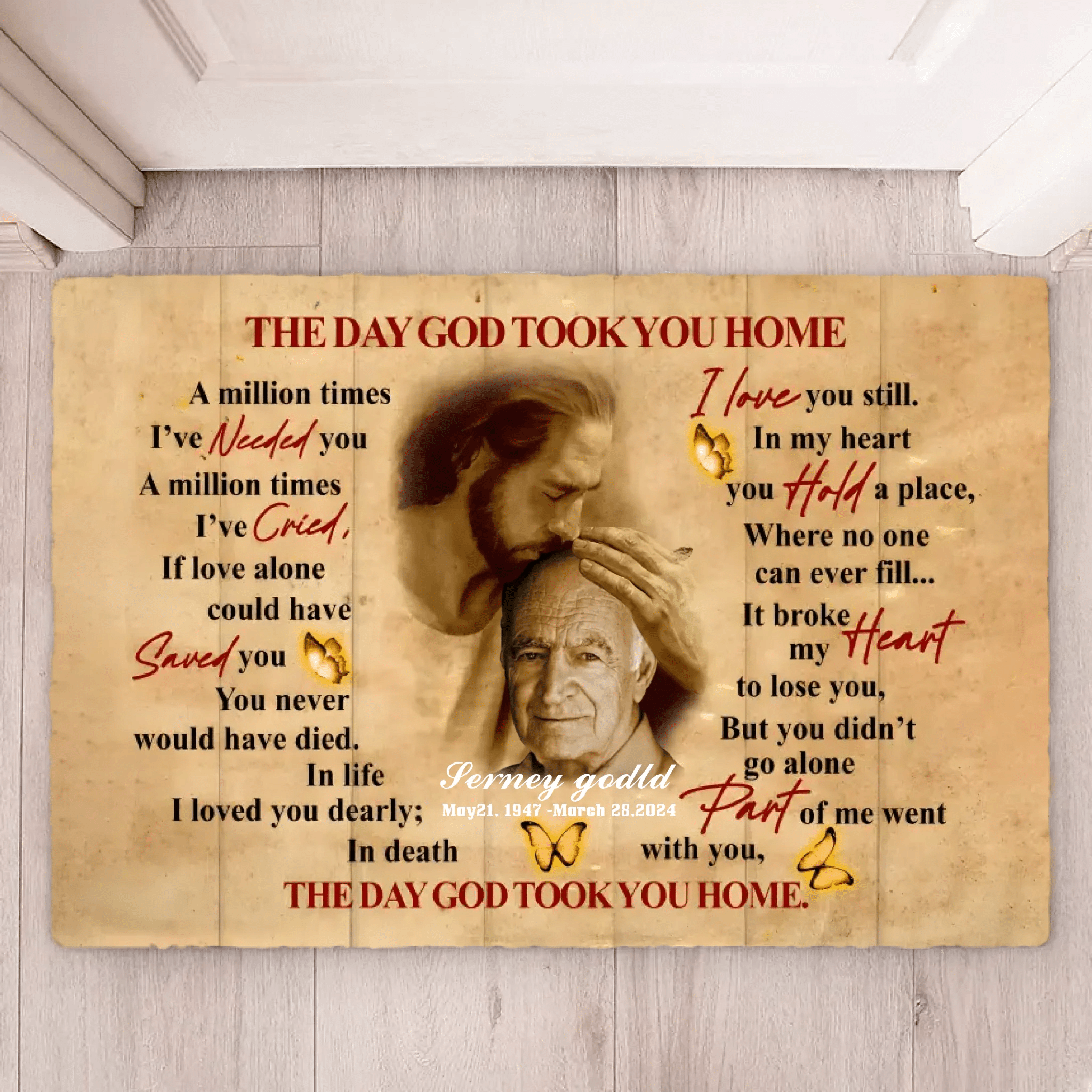 The Day God Took You Home Personalized Remembrance, Memorial Gift For Dad Doormat 710352 - D - DiyGiftly