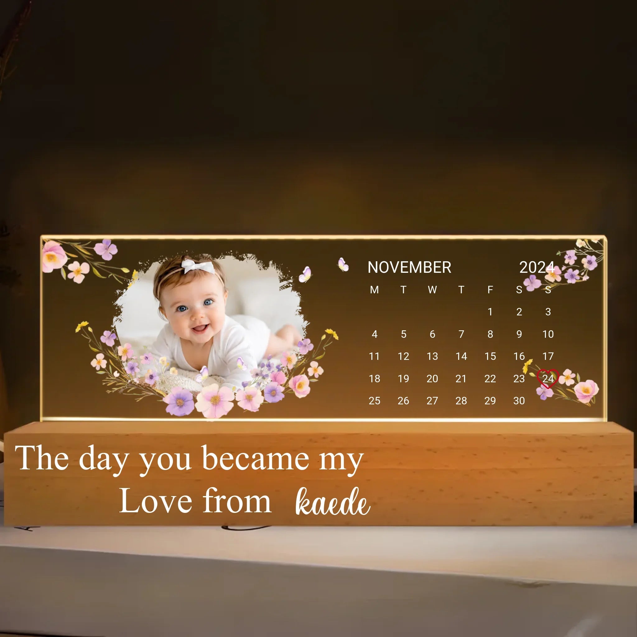 “The Day You Became My Parents” – Personalized Photo LED Night Light – Custom Calendar Design, Soft Warm Glow Lamp – Meaningful Gift for Mom & Dad, New Parents, Anniversary or Baby Keepsake 1156291 1156290 - DiyGiftly