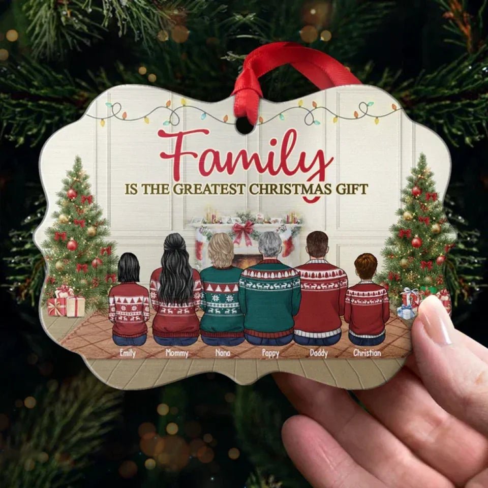 The Greatest Christmas Gift Is Family - Personalized Custom Benelux Shaped Wood/Aluminum Christmas Ornament - Gift For Family, Christmas Gift 678945 - 679770 - DiyGiftly