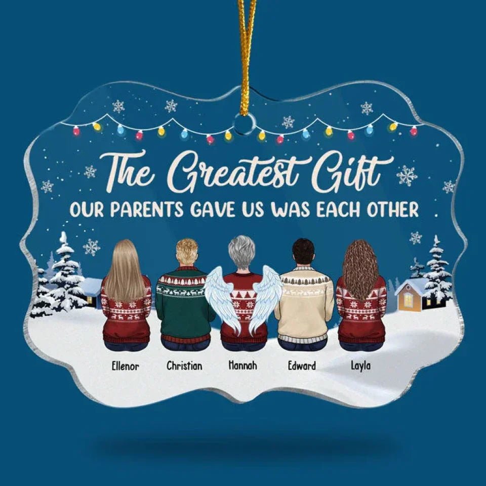 The Greatest Christmas Gift - Personalized Custom Benelux Shaped Acrylic Christmas Ornament - Gift For Siblings, Christmas Gift 677314 - DiyGiftly
