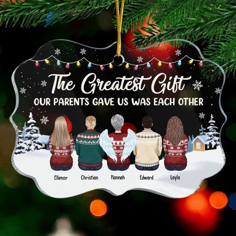 The Greatest Christmas Gift - Personalized Custom Benelux Shaped Acrylic Christmas Ornament - Gift For Siblings, Christmas Gift 677314 - DiyGiftly