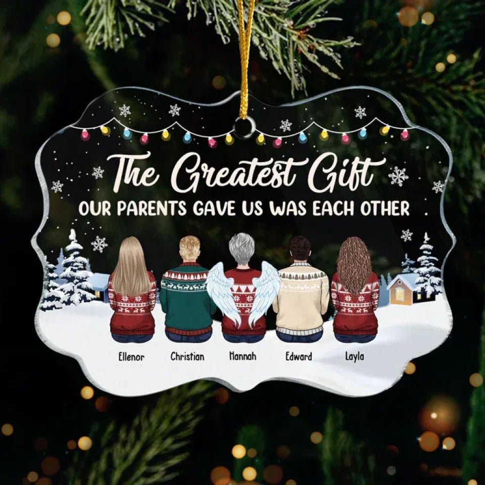 The Greatest Christmas Gift - Personalized Custom Benelux Shaped Acrylic Christmas Ornament - Gift For Siblings, Christmas Gift 677314 - DiyGiftly