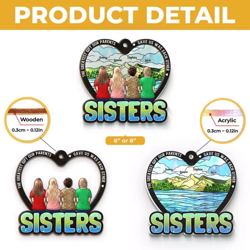 wood and acrylic plexiglass acrylic window hanging suncatcher personalized design gift for best friend