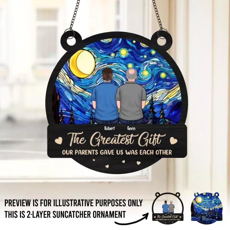 The Greatest Gift Our Parents Gave Us Each Other - Family Personalized Window Hanging Suncatcher - Gift For Family Members 667037 - DiyGiftly