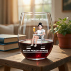"The Legend Has Retired – Not My Problem Anymore" Personalized Stemless Wine Glass – Custom Retirement Gift for Women, Funny Stemless Wine Tumbler for Relaxing Evenings 1152591 - DiyGiftly