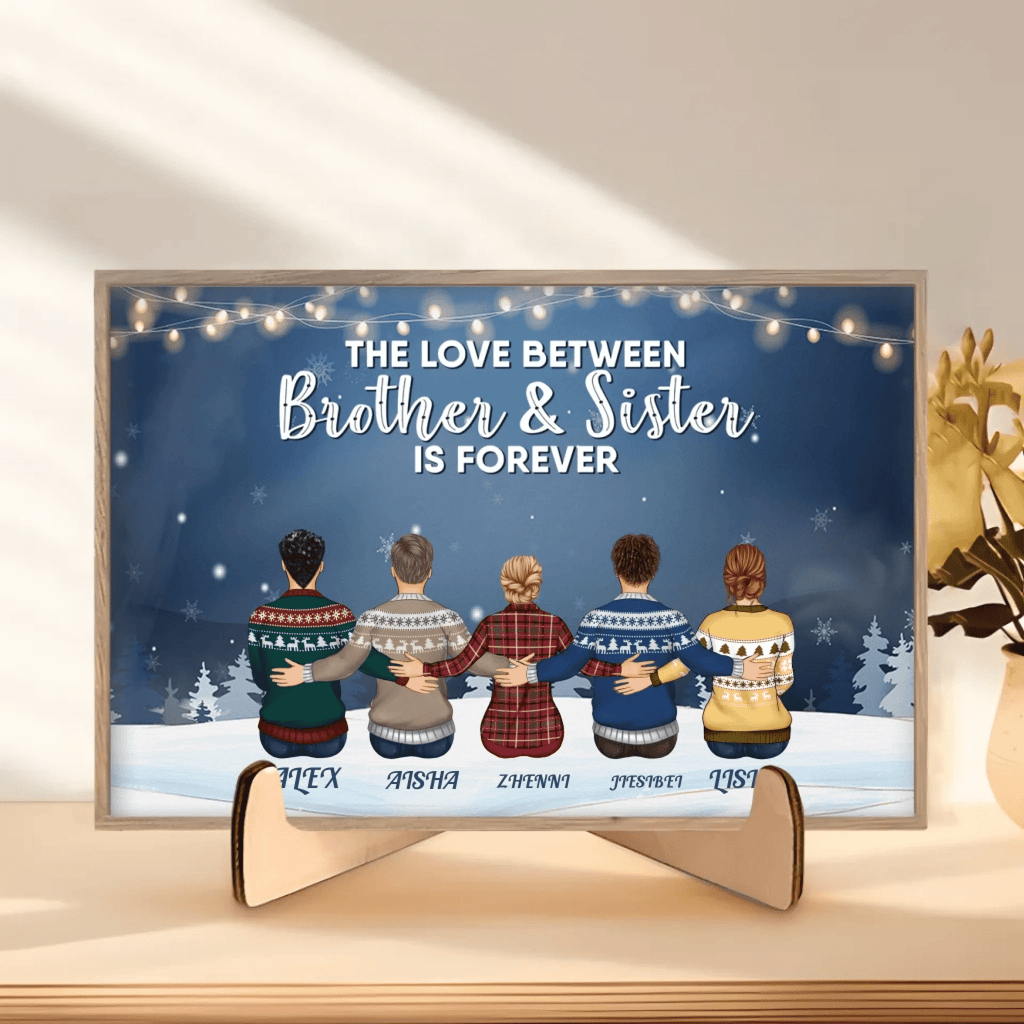 The Love Between Brothers & Sisters Is Forever - Personalized Custom Wooden Plaquet - Family Hugging 712428 - DiyGiftly