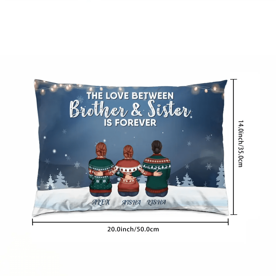 The Love Between Brothers & Sisters Is Forever - Personalized Wrapped Pillow - Family Hugging 714589 - B - DiyGiftly