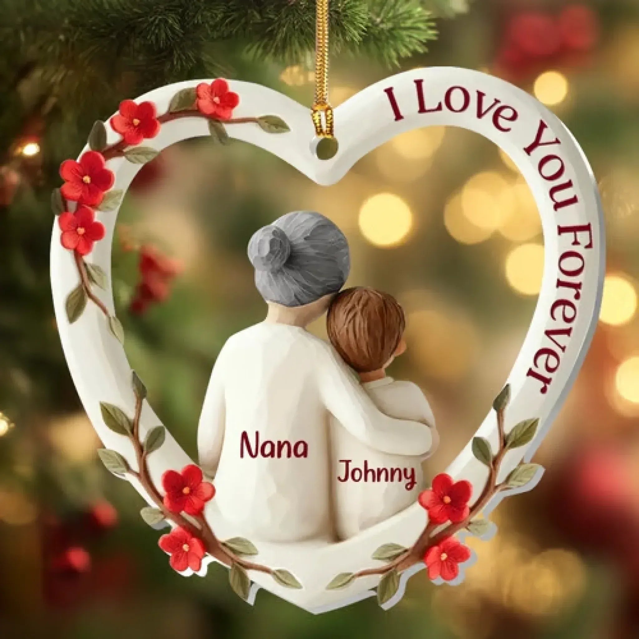 The Love Between Grandma and Grandchild Is Forever – Personalized 1 - Layer Acrylic Ornament with Custom Name – Unique Christmas Tree Decoration, Mother’s Day Gift, Birthday Present for Grandma, Granny, Nana & Grandkids 1056732 - DiyGiftly