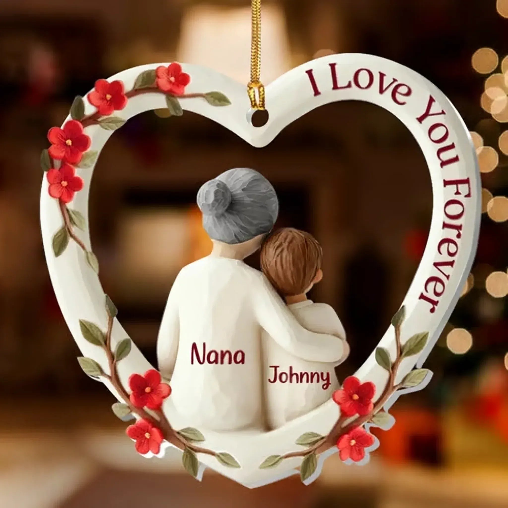 The Love Between Grandma and Grandchild Is Forever – Personalized 1 - Layer Acrylic Ornament with Custom Name – Unique Christmas Tree Decoration, Mother’s Day Gift, Birthday Present for Grandma, Granny, Nana & Grandkids 1056732 - DiyGiftly