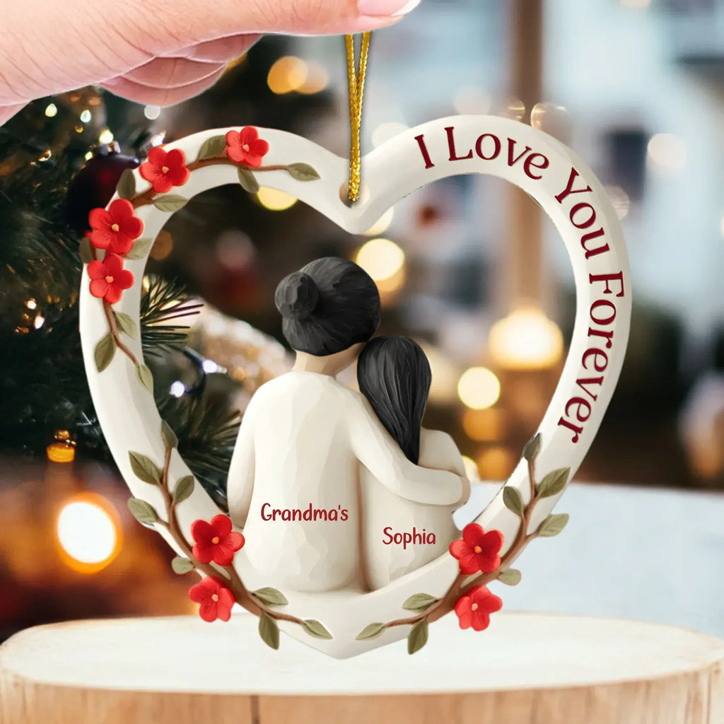 The Love Between Grandma and Grandchild Is Forever – Personalized 1 - Layer Acrylic Ornament with Custom Name – Unique Christmas Tree Decoration, Mother’s Day Gift, Birthday Present for Grandma, Granny, Nana & Grandkids 1056732 - DiyGiftly
