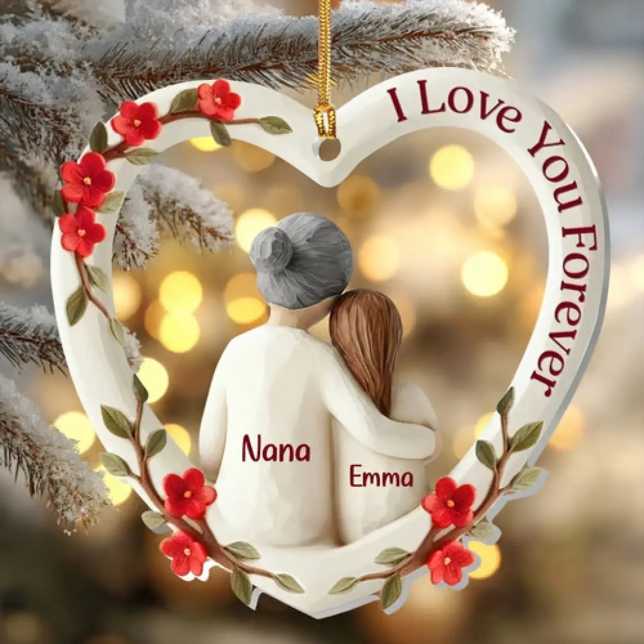 The Love Between Grandma and Grandchild Is Forever – Personalized 1 - Layer Acrylic Ornament with Custom Name – Unique Christmas Tree Decoration, Mother’s Day Gift, Birthday Present for Grandma, Granny, Nana & Grandkids 1056732 - DiyGiftly