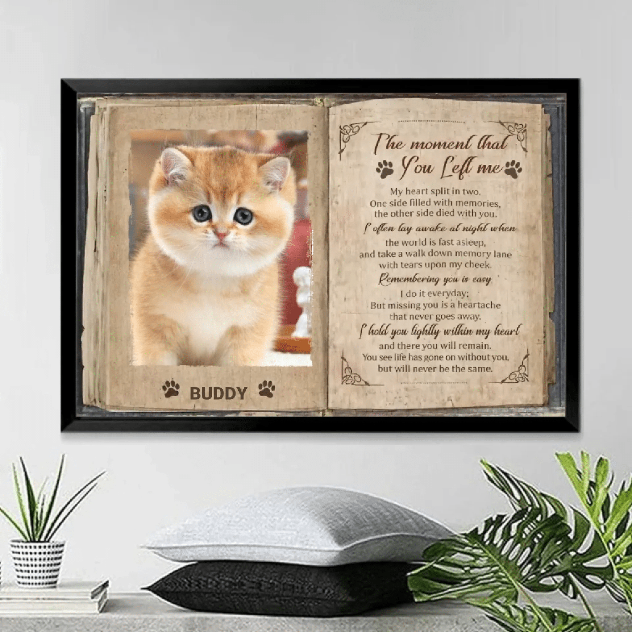 personalized cat photo poster wall art display loss of cat gift