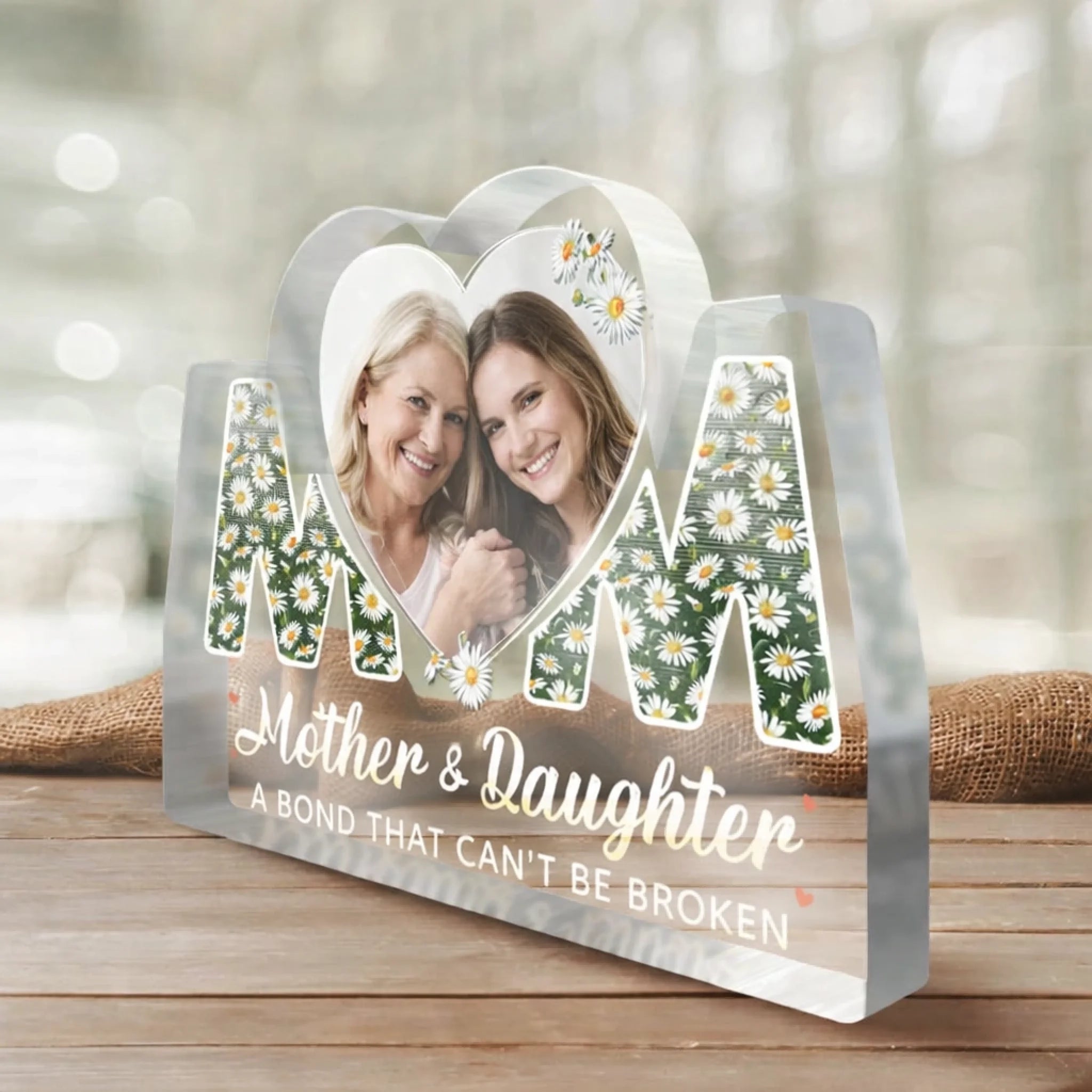 The Piece That Holds Us Together Custom Photo Acrylic Plaque - Personalized Family Plaque - Mother's Day and Birthday Gift for Mom From Daughter - DiyGiftly