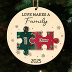 The Pieces That Make Our Family Puzzle – Personalized 2 - Layered Wooden Ornament – Custom Family Name Christmas Puzzle Ornament – Engraved Wood Keepsake Gift for Parents, Kids & Grandparents – Unique Holiday decor for Family Christmas Tree 1060672 - DiyGiftly