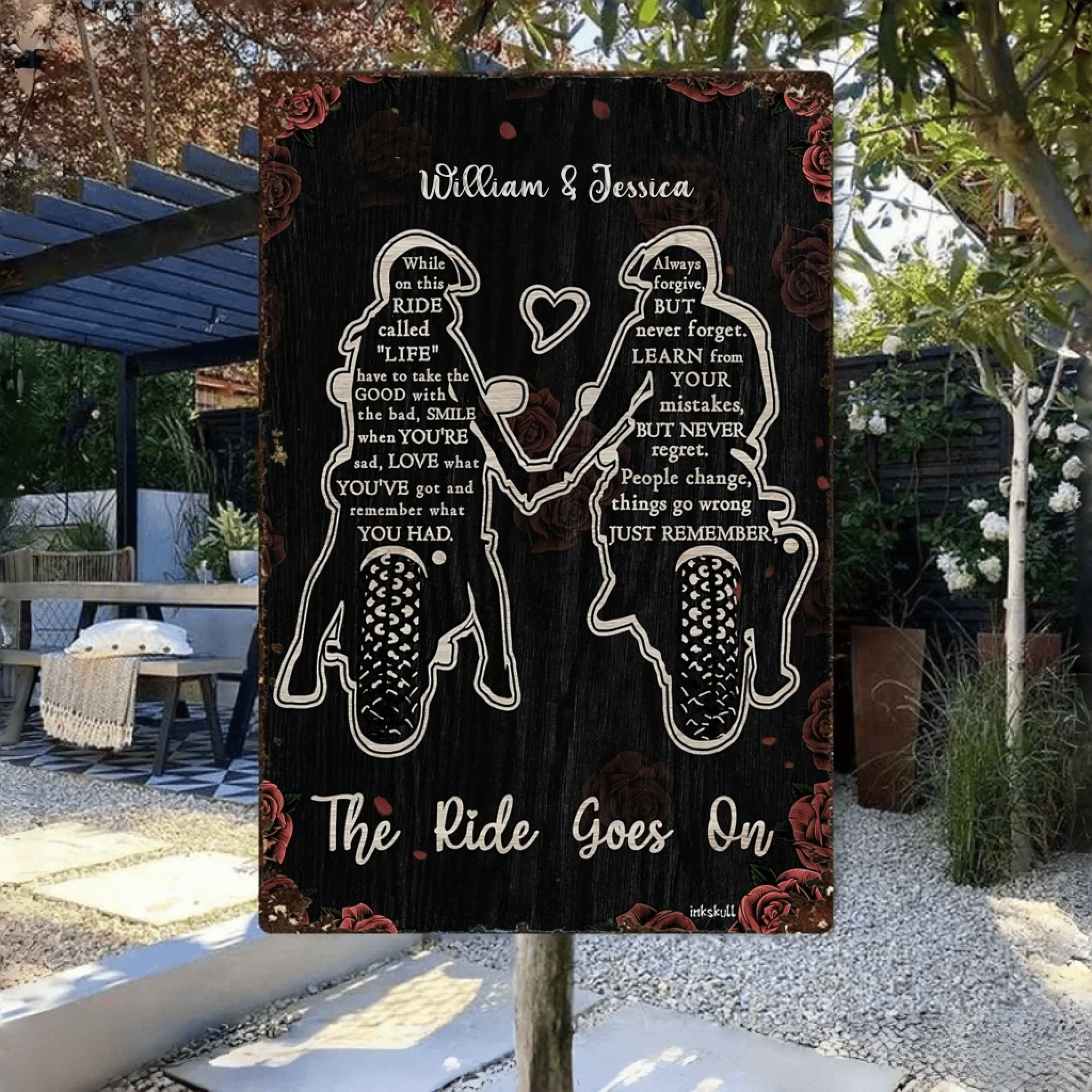 The Ride Goes On Biker Vertical Poster Metal Sign 741856 - 741867 - DiyGiftly