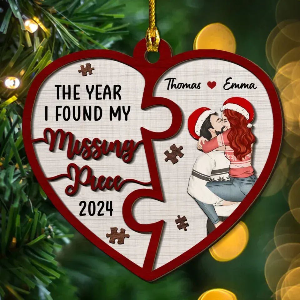 The Year I Found My Missing Piece Heart Puzzle - Personalized Custom 2 - Layered Wood Ornament 721828 - DiyGiftly
