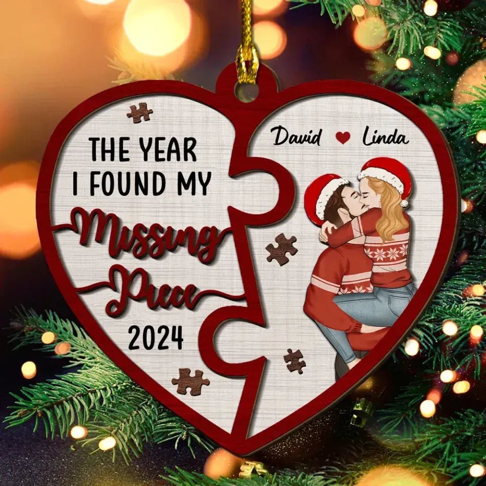 The Year I Found My Missing Piece Heart Puzzle - Personalized Custom 2 - Layered Wood Ornament 721828 - DiyGiftly