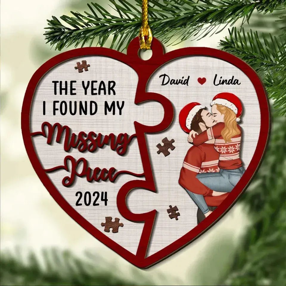 The Year I Found My Missing Piece Heart Puzzle - Personalized Custom 2 - Layered Wood Ornament 721828 - DiyGiftly
