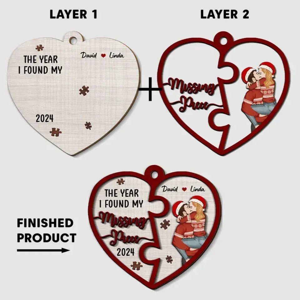 The Year I Found My Missing Piece Heart Puzzle - Personalized Custom 2 - Layered Wood Ornament 721828 - DiyGiftly