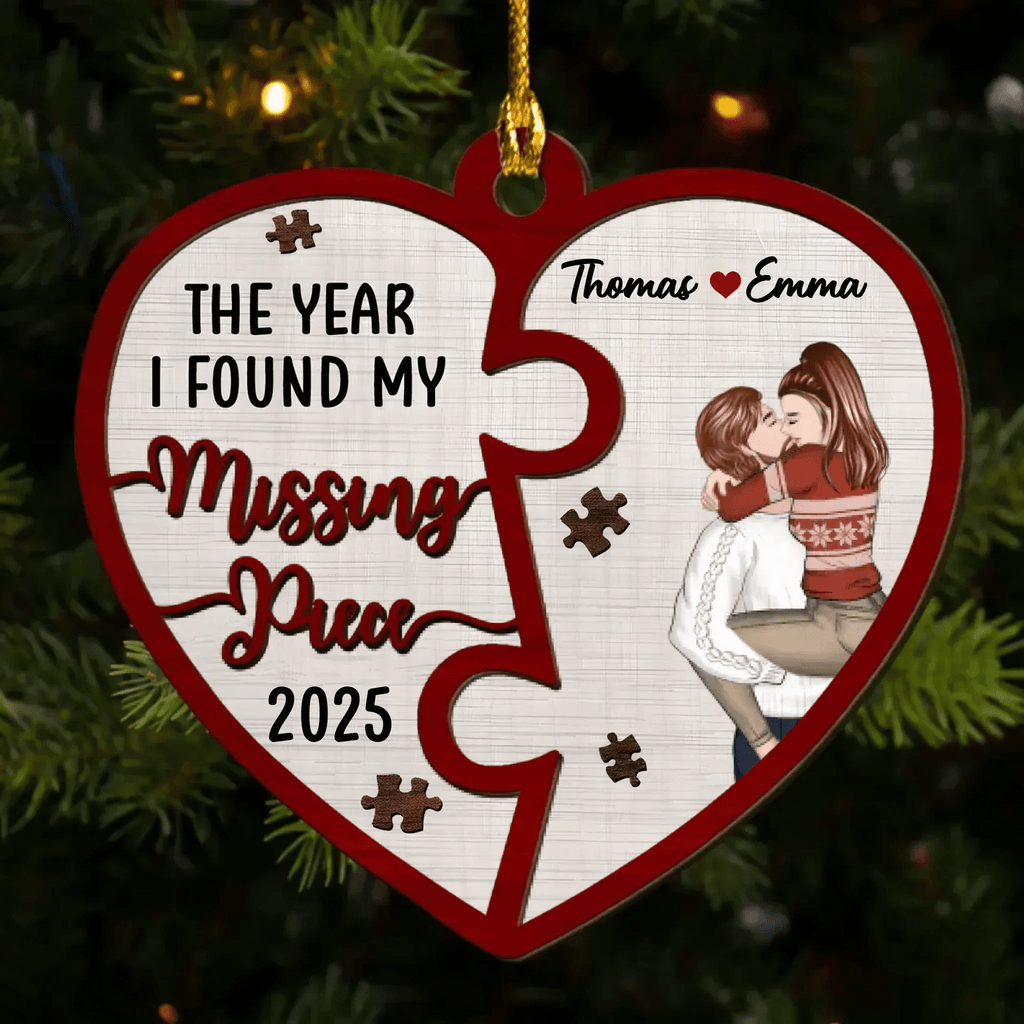 The Year I Found My Missing Piece Heart Puzzle - Personalized Custom 2 - Layered Wood Ornament 721828 - DiyGiftly