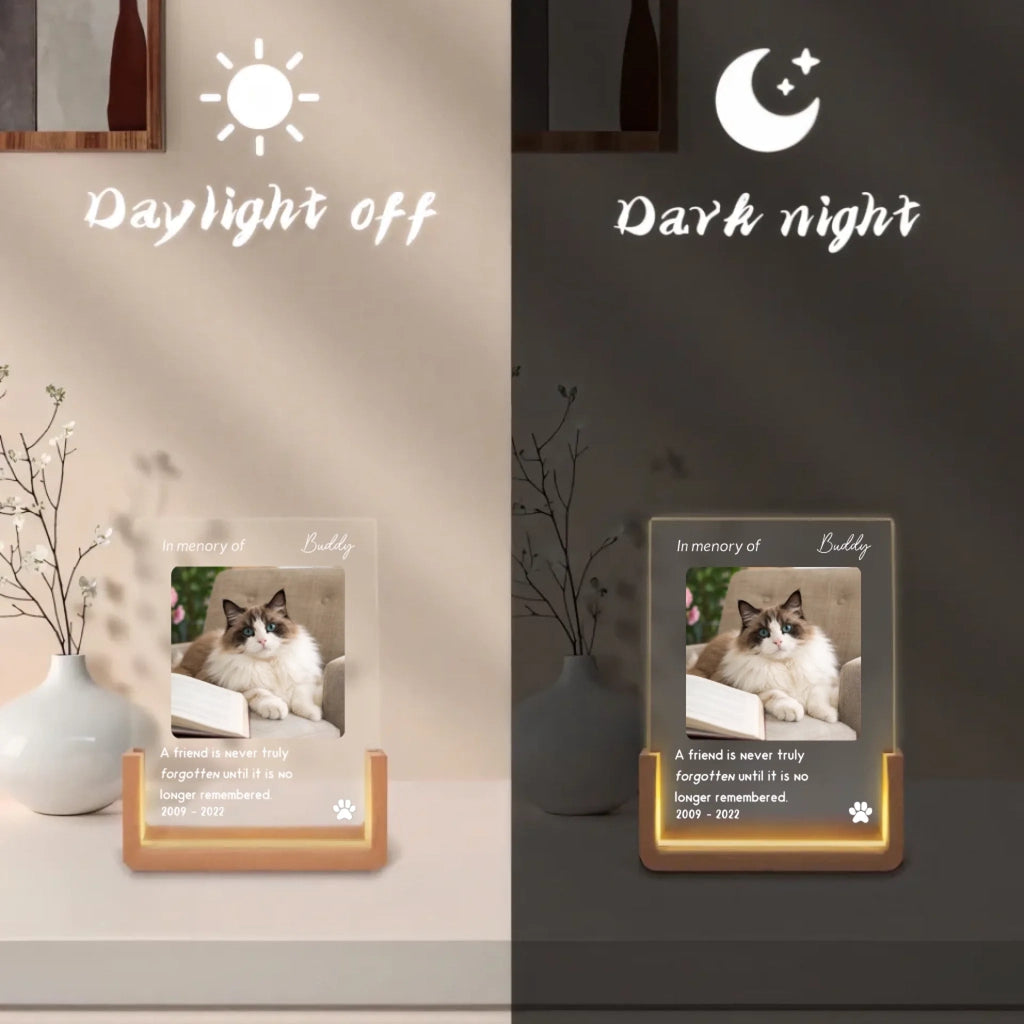 LED Memorial Plaque Soft Bedroom Glow Custom Cat Portrait Cat Gifts for Bedroom Comfort
