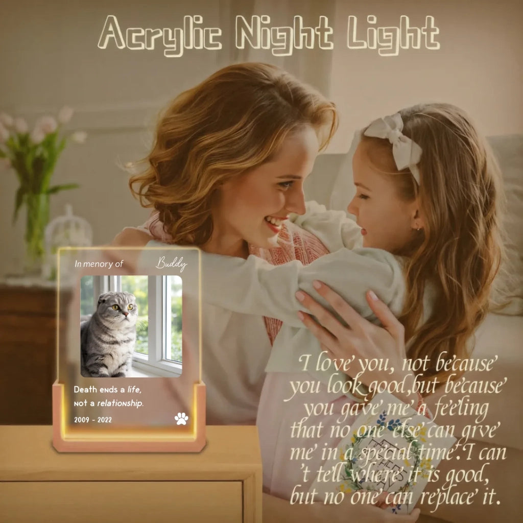 LED U Rainbow colored light LED Memorial Plaque Cat Gifts for Bedroom Comfort Soft Bedroom Glow