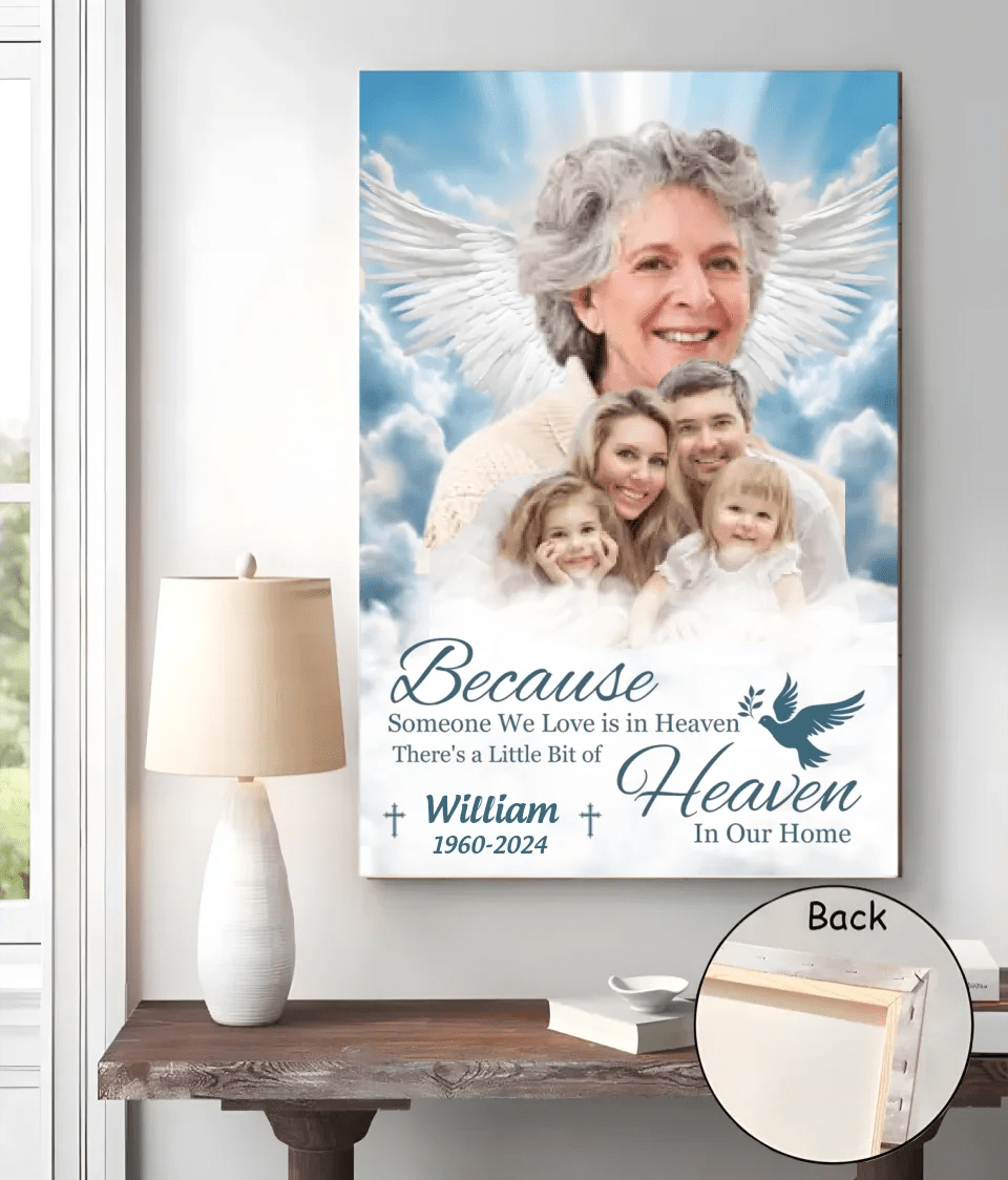 There's A Little Bit Of Heaven In Our Home - Personalized Canvas 737100 - 737105 - DiyGiftly