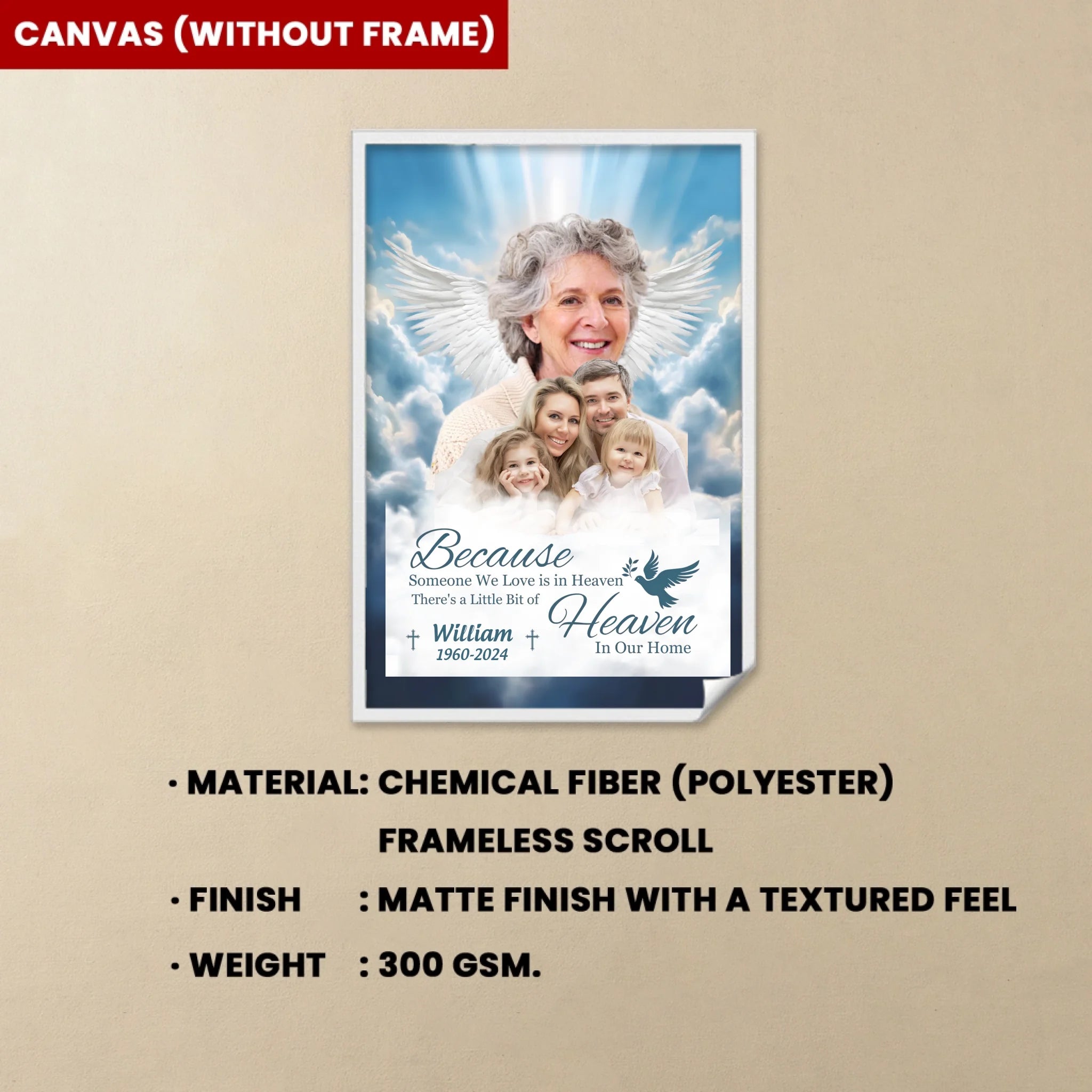 There's A Little Bit Of Heaven In Our Home - Personalized Canvas 737100 - 737105 - DiyGiftly