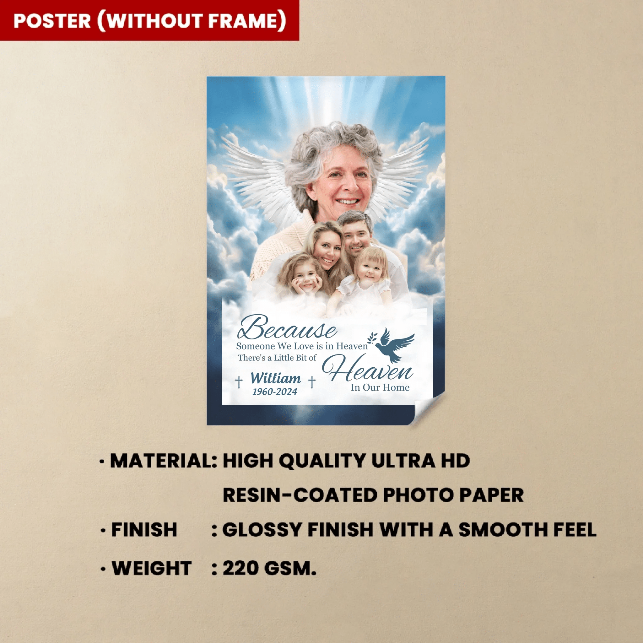 There's A Little Bit Of Heaven In Our Home - Personalized Canvas 737100 - 737105 - DiyGiftly