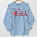 This Abuela Wears Her Heart On Her Sleeve - Family Personalized Custom Unisex Sweatshirt With Design On Sleeve - Gift For Mom, Grandma 687154 - 687229 - DiyGiftly