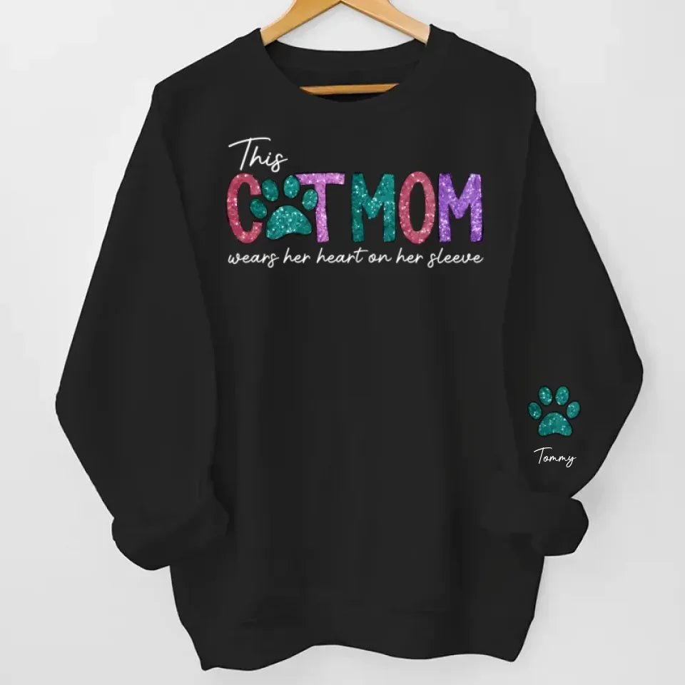 This Fur Mom Wears Her Heart On The Sleeve - Dog & Cat Personalized Custom Unisex Sweatshirt With Design On Sleeve - Gift For Pet Owners, Pet Lovers 677337 - 680992 - DiyGiftly