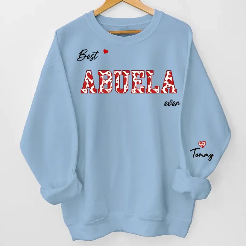 This Mama Wears Her Heart On Her Sleeve - Family Personalized Custom Unisex Sweatshirt With Design On Sleeve - Birthday Gift For Mom, Grandma 686255 - DiyGiftly