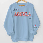 This Mama Wears Her Heart On Her Sleeve - Family Personalized Custom Unisex Sweatshirt With Design On Sleeve - Birthday Gift For Mom, Grandma 686255 - DiyGiftly