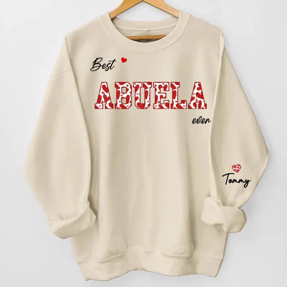 This Mama Wears Her Heart On Her Sleeve - Family Personalized Custom Unisex Sweatshirt With Design On Sleeve - Birthday Gift For Mom, Grandma 686255 - DiyGiftly