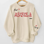 This Mama Wears Her Heart On Her Sleeve - Family Personalized Custom Unisex Sweatshirt With Design On Sleeve - Birthday Gift For Mom, Grandma 686255 - DiyGiftly