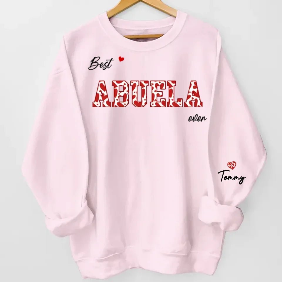 This Mama Wears Her Heart On Her Sleeve - Family Personalized Custom Unisex Sweatshirt With Design On Sleeve - Birthday Gift For Mom, Grandma 686255 - DiyGiftly