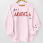 This Mama Wears Her Heart On Her Sleeve - Family Personalized Custom Unisex Sweatshirt With Design On Sleeve - Birthday Gift For Mom, Grandma 686255 - DiyGiftly