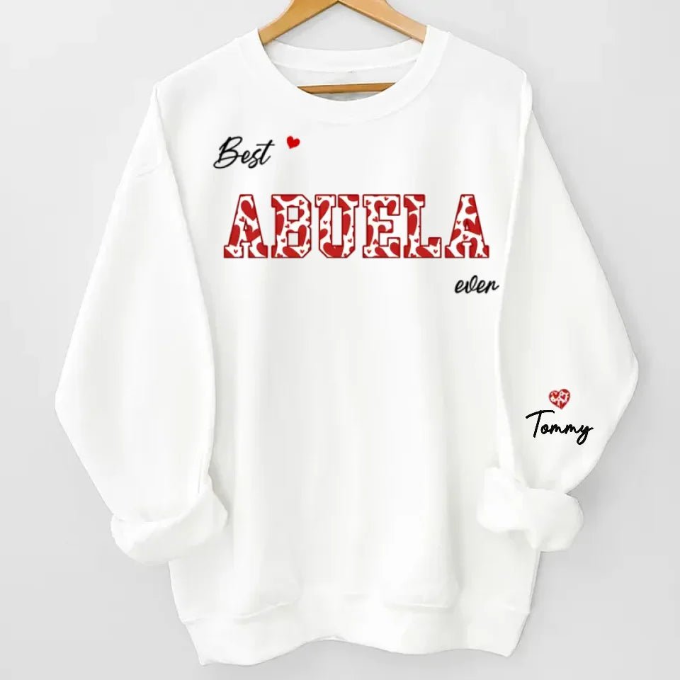 This Mama Wears Her Heart On Her Sleeve - Family Personalized Custom Unisex Sweatshirt With Design On Sleeve - Birthday Gift For Mom, Grandma 686255 - DiyGiftly